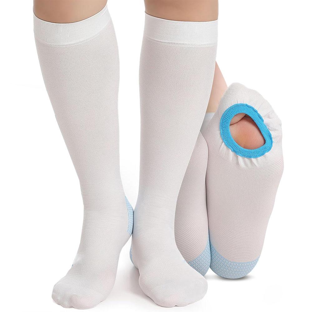 

TED Hose Knee High Anti Embolism Stockings for Women & Men, Hospital Style Surgical Stockings, Plus Size White Compression Socks XXL