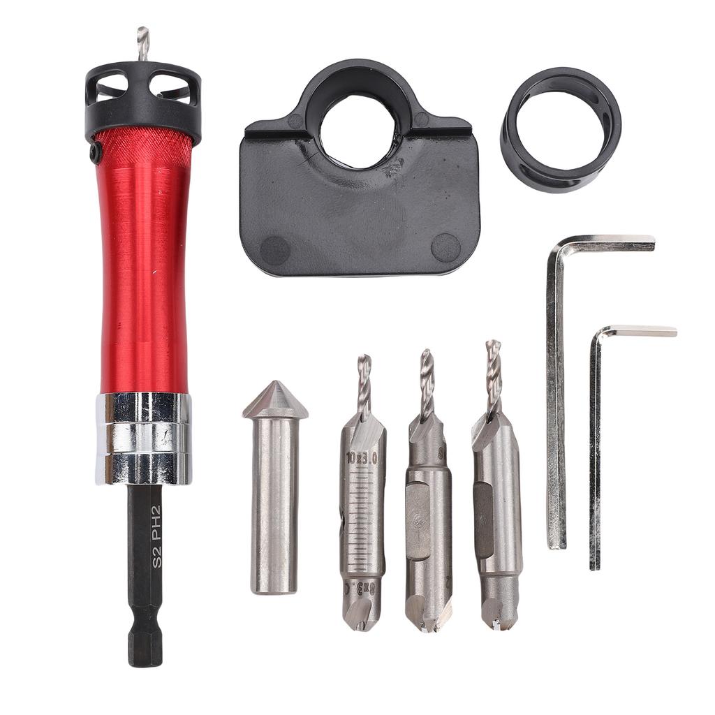 Countersink Drill Bit Set with Depth Stop 1Celsius4 Inch Hex Shank Counter Sink Drill Bits with Chamfer Bit for Woodworking