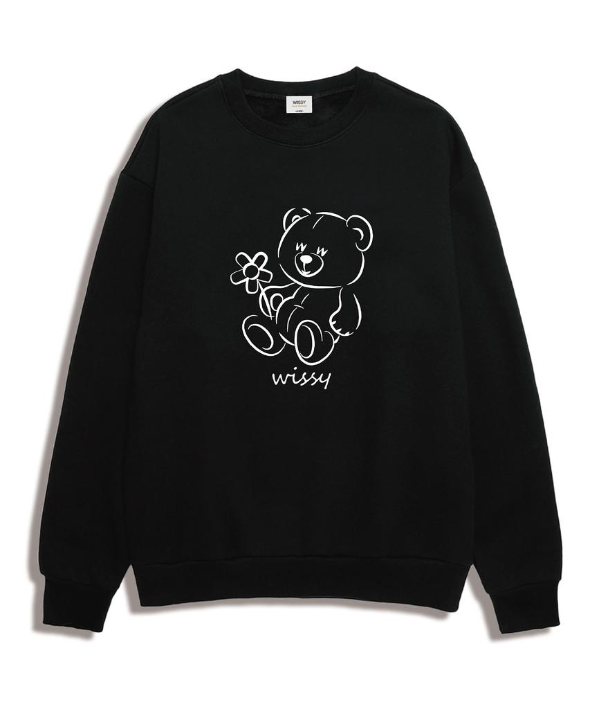 Wissi Flower Bear Oversized Sweatshirt (Wls006) Black