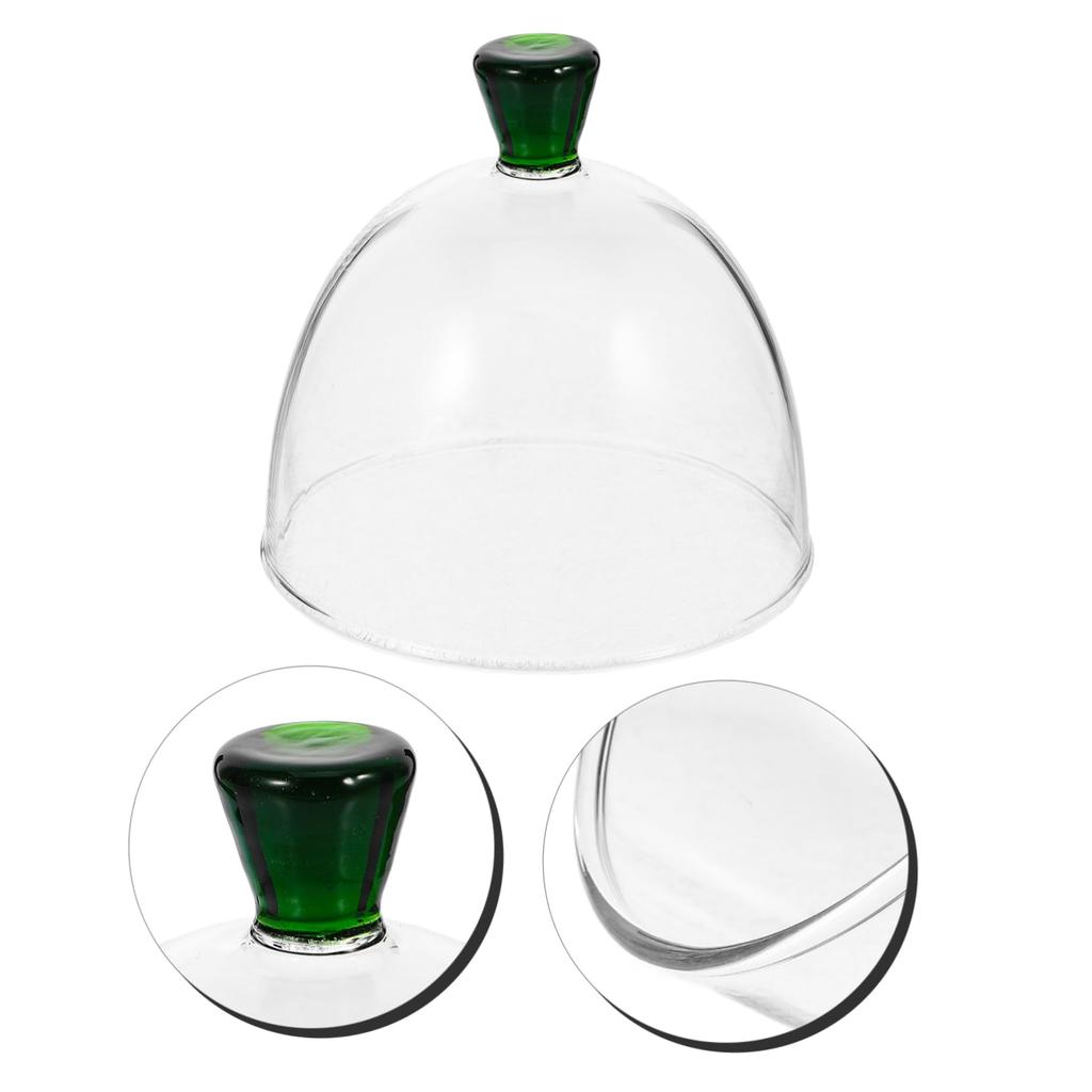 KICHOUSE 4-inch Heat-Resistant Glass Smoked Dome Cover, Clear Food Cover, Food Protection, Ideal for Storing Cakes and Bread