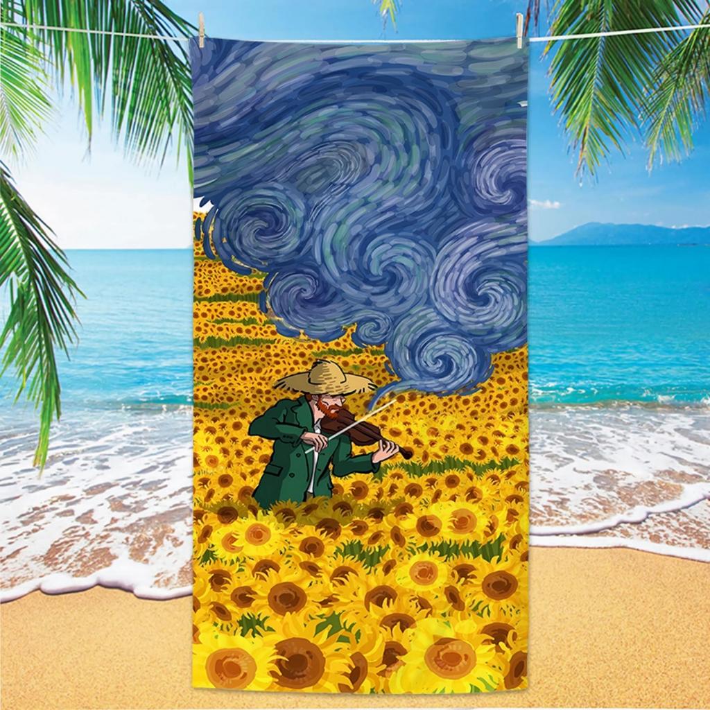 Sternennacht über der Rhone Strandtuch, Van Gogh Druck Schnelltrocknend Anti-Sand Leicht Mikrofaser für Schwimmen Reisen Yoga