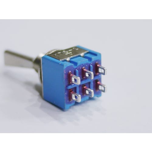 Mini Switch, ON-ON Type, 2-Pole, 2-Contact, 6-Pin, Blue, for Guitar/Effects/Electronic Circuits (Set of 2)