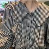 [Shop  ] Women S looSe Fit Delicate Fit Big Collar Check blouSe Won Wbl Wed3db4