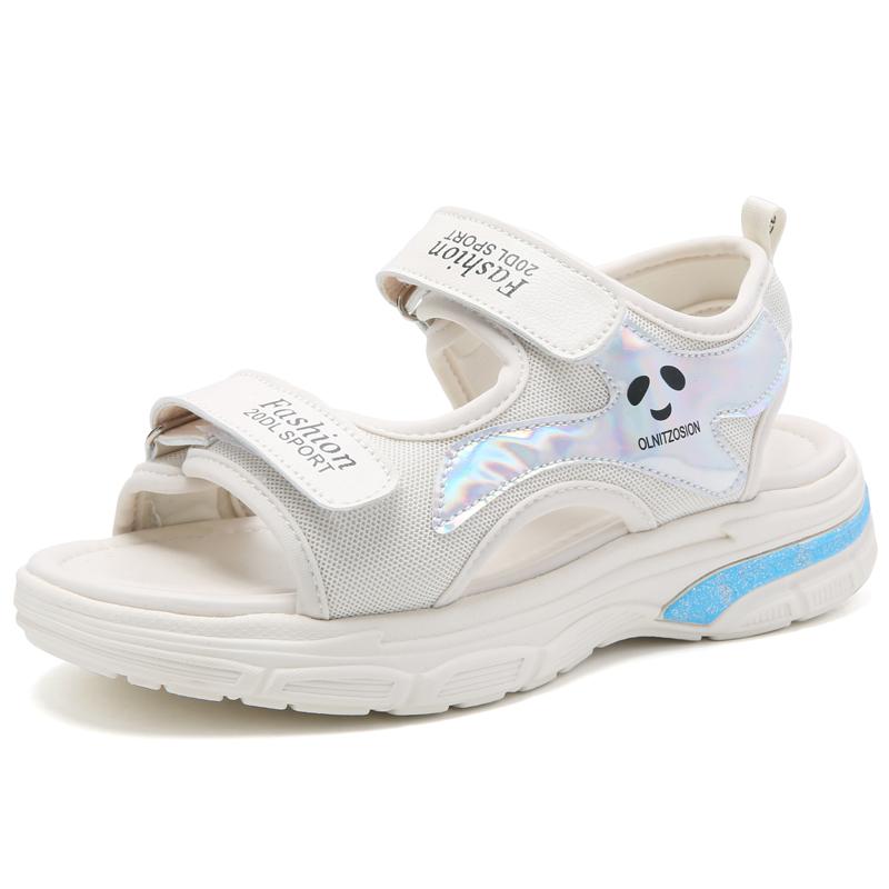 Женские большие летние модные уличные спортивные сандалии на липучке для отдыха пляжная обувь тапочки 34 бежевый 2525₽