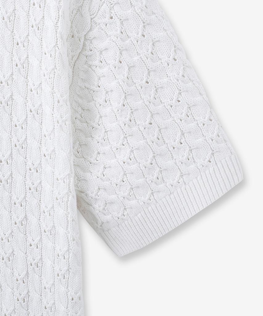 MINAV Strong Cotton Cable Punch Collar Knit [Ivory]