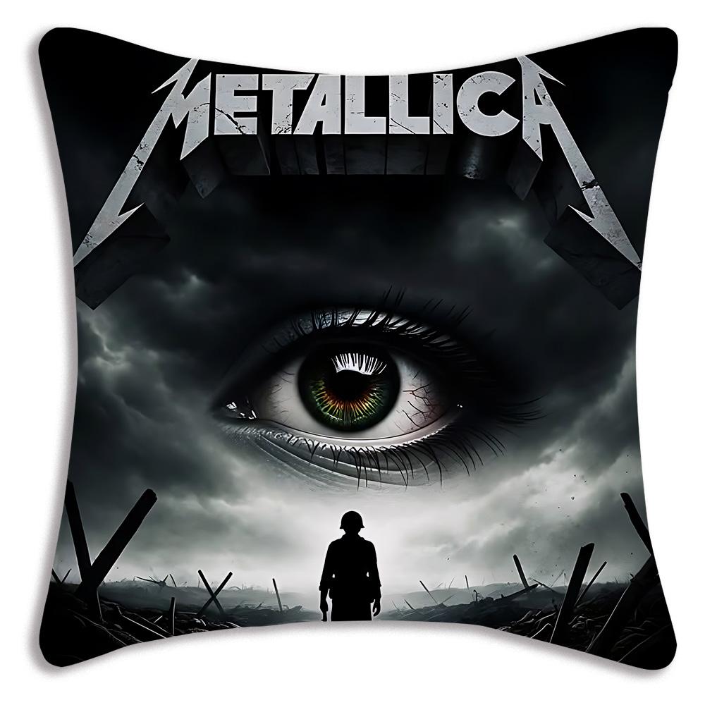 Anime Band M-METALLICAs Pillow Covers Cartoon Sofa Decorative Home Double-sided Printing Short Plush Cute Cushion Cover