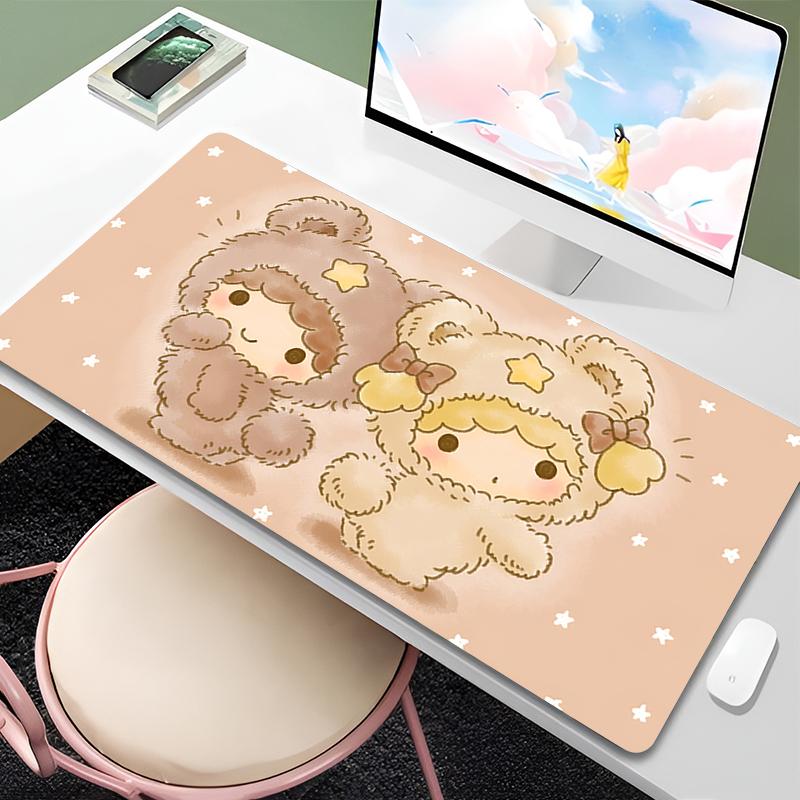 Mauspad Lockedge Großes Gaming-Zubehör Little Twin Star Rand Weißer Computer-Gamer-Tastatur-Mausmatte Schreibtisch-Mauspad Für Geschenk