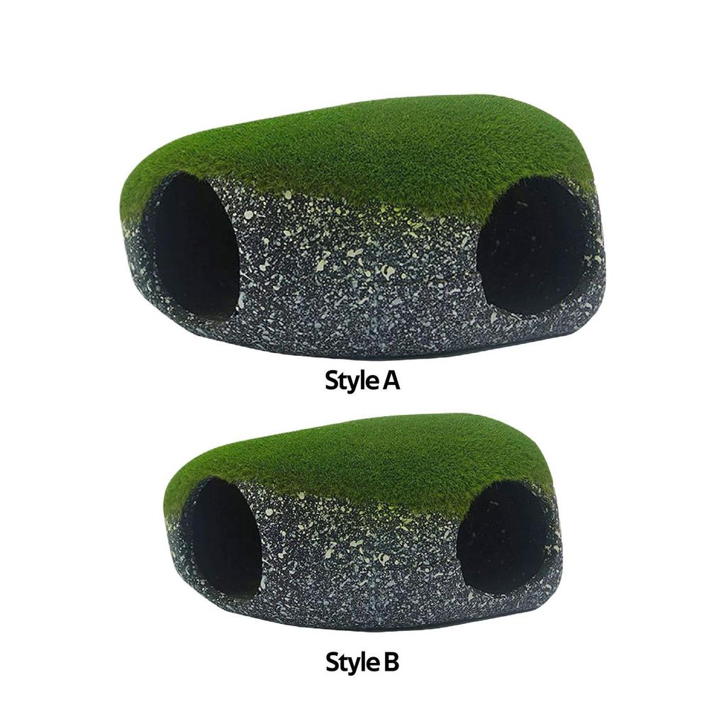 Aquarium Hideaway Cave Artificial Moss Resin Betta House Fish Tank Decoration Breeding Shelter for Mini Aquarium and Small Fish