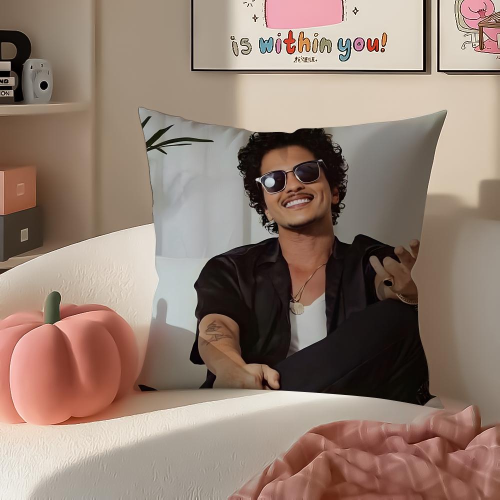 Classic Pop American Singer BBruno Mars Cushion Cover Pillowcase Short Plush Invisible zipper Room Sofa Cushion Cover
