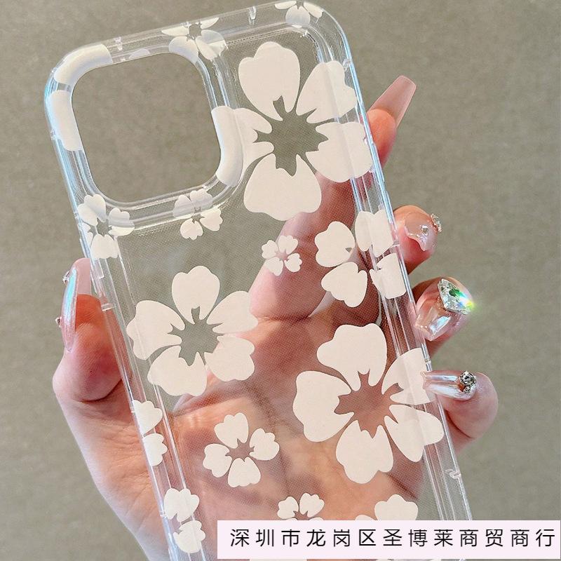 Retro Big Flower iPhone15promax Phone Case Apple 14 Transparent 13/12 Airbag Anti-drop 11 Soft Xsm