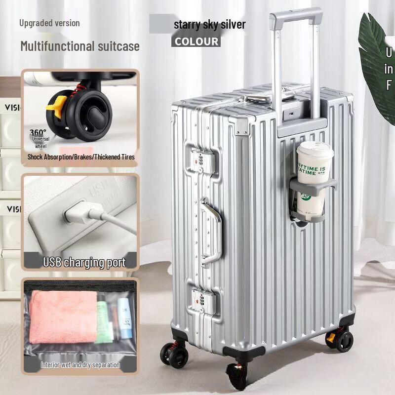 Multi-functional Aluminum Frame Trolley Suitcase