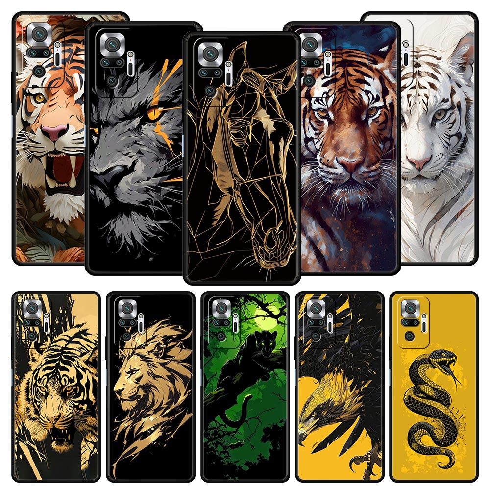 Phone Case For Xiaomi Redmi Note 14 13 12 5G 11 10 Pro Plus 4G 9S 9 14C 13C 12C 10C 9C 9A Soft TPU Cover Art animal tiger