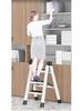 Telescopic Carbon Steel 3-Step Folding Ladder Stool with Storage