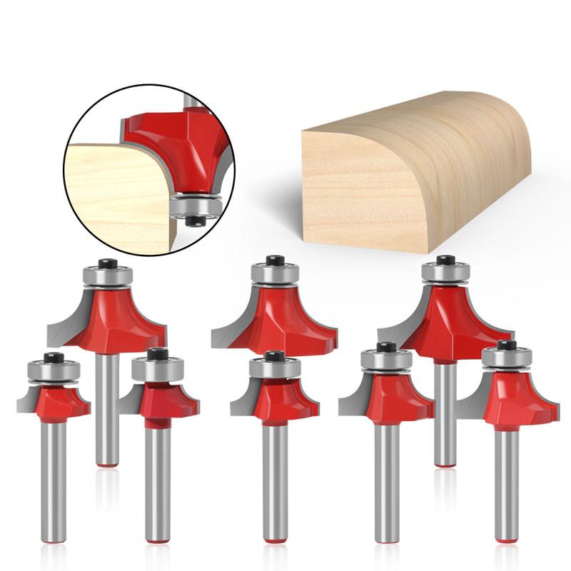 Eck-Rundfräser mit 1/4- und 6-mm-Schaft und Lagerfräser für Holzarbeiten, Wolframkarbid