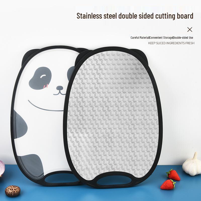 

Panda Thawing Double-Sided Anti-Mold Cutting Board: 304 Stainless Steel & PP, Portable for Kitchen/Fruit Chopping. Brushed Pattern Double-Sided Defrosting Board