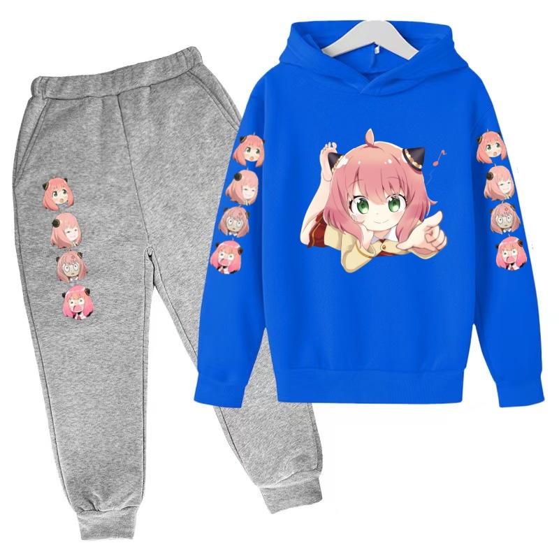 Kinder Mode Kapuzenpullover Junge Mädchen Kleinkind Pullover 3-12 Jahre Anime Niedliches Mädchen Druck Kleidung Lässiges Oberteil + Hose 2-teiliges Set Sportanzug