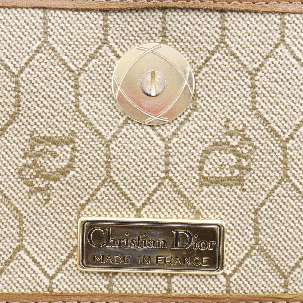 Dior Honeycomb Pattern Shoulder Bag vintage beige PVC Women Used
