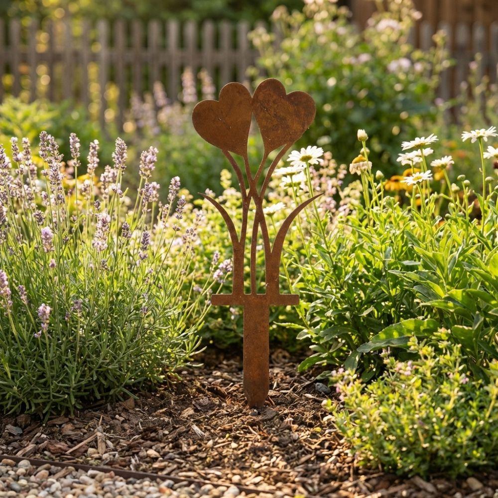 Wetterfester Eisenherz Gartenstecker 2D Wegakzentstecker Valentinstag