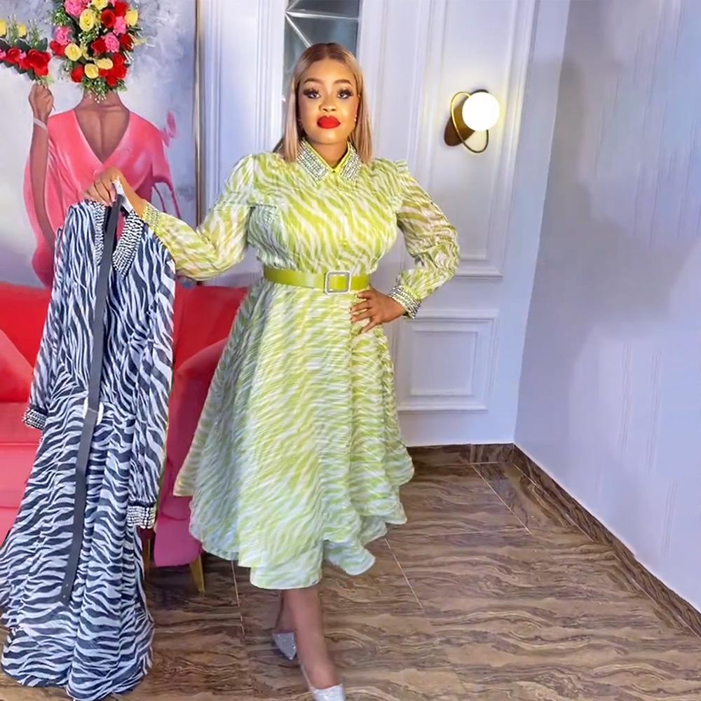 New Women's European and American Fashion Polo Collar Dress with Prints