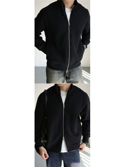 Herren Trendiges Sweatshirt mit Stehkragen und Reißverschluss im japanischen Stil: Knitterfest, Langärmelig, Lässige Business-Sportjacke für den Frühling