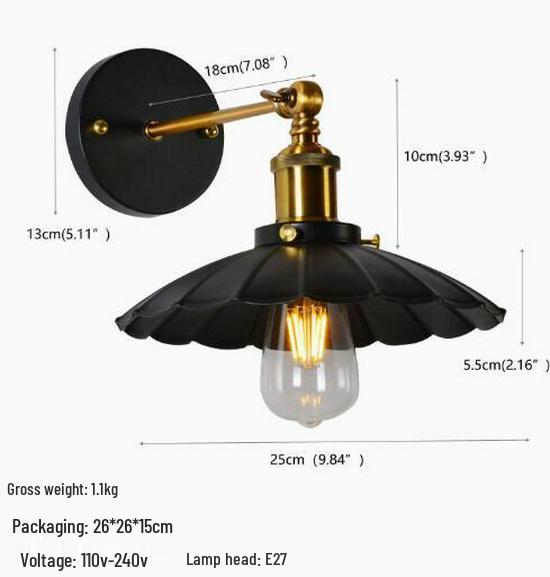 European Retro Decorative Wall Lamp for Hallways and Corridors - Iron Art Industrial Style Mirror Front Cafe Lighting