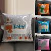 Cat Cute Cushion Cover Natural Linen Organic Fabric DoubleSided Printing Sofa Home Decor Gift Pillow Case