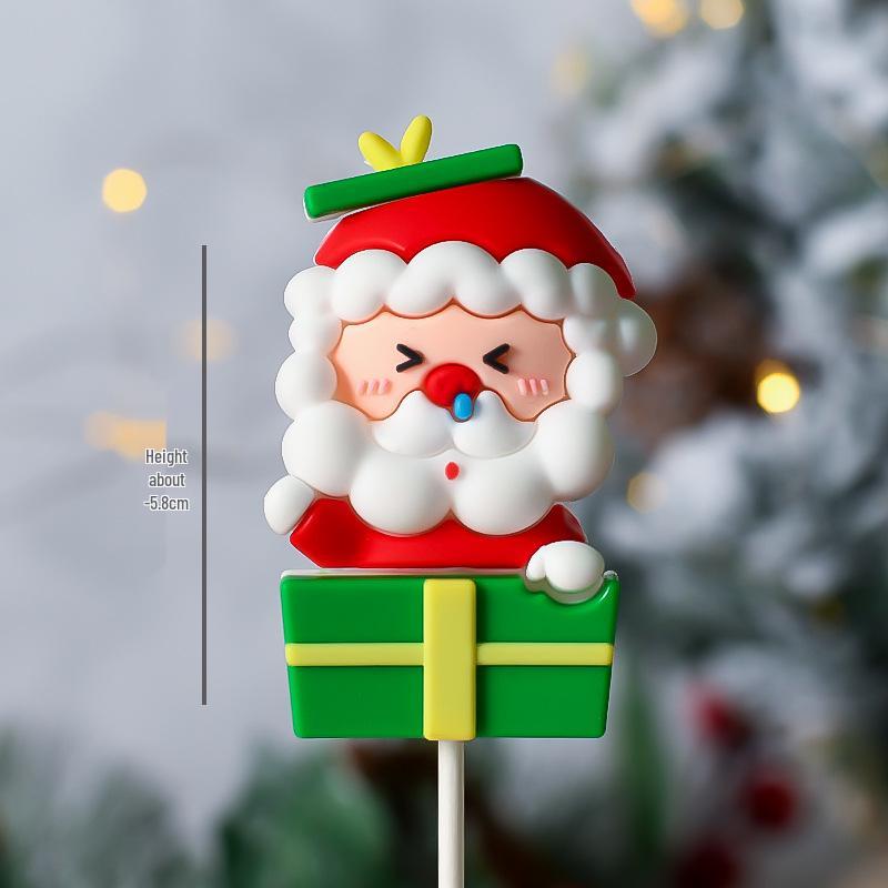 Popular Soft Glue Christmas Cake Ornaments: Santa Claus & Snowman Inserts for Holiday Party Desserts