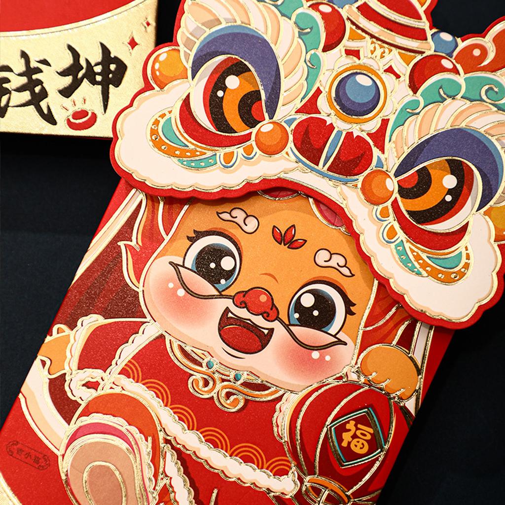 4x Red Chinese New Year Lucky Money Bag Traditional Blessings 2024 Dragon Year Essentials