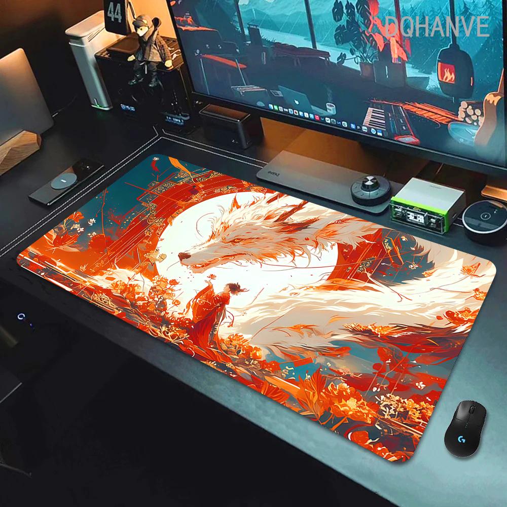 Fox Large Gaming Mousepad XXL Gamer Mouse Pad Office Long Table Accessories Mouse Mat Kawaii Desk Mat For Girl Decorates Bedroom
