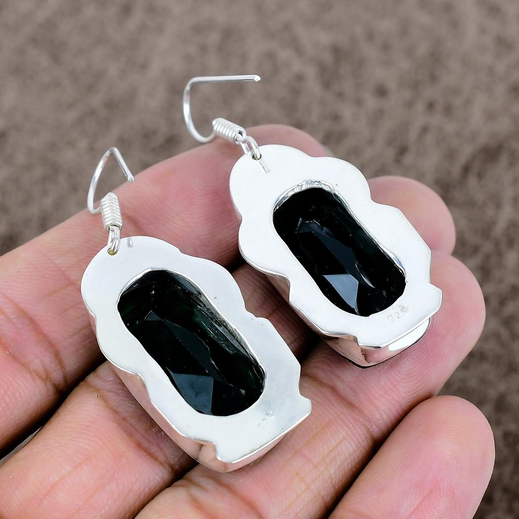 Chrome Diopside Gemstone Handmade 925 Sterling Silver Jewelry Earring 2.13" KKG-615