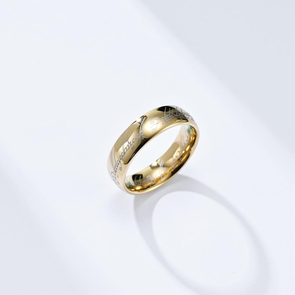 European and American Film and Television Lord of The Rings Tungsten Steel Lord of The Rings Ring Tungsten Gold Laser