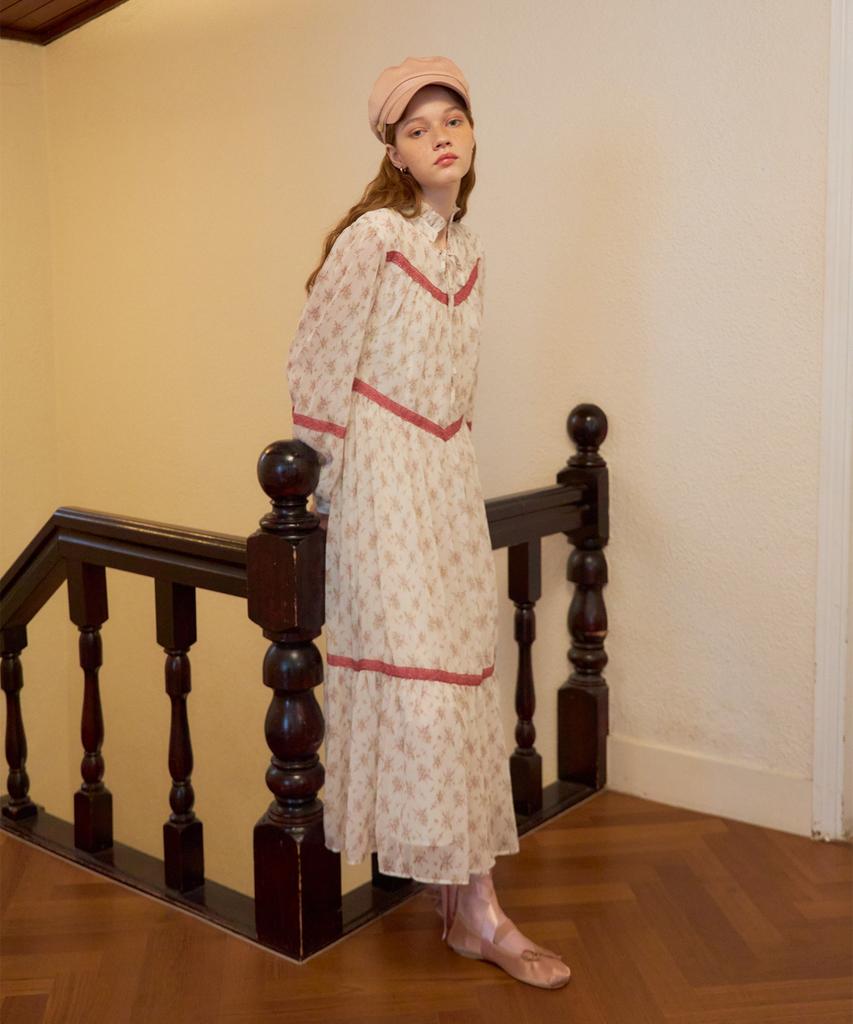 Salon De Yon Chiffon Lace Long Dress_ Ivory