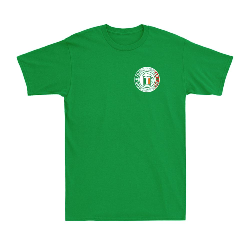 Irish Italian Drinking Team With Italy Flag Colors Funny Shamrock Men s T-Shirt S