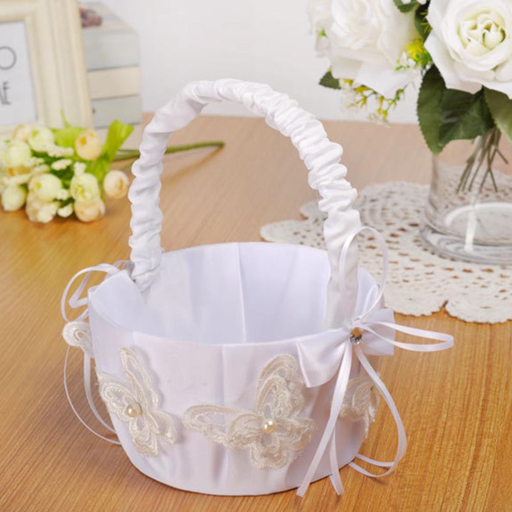 Portable Bridal Wedding Baskets For Flower Girl Wedding Supplies For Bridal Ceremony Party Decoration