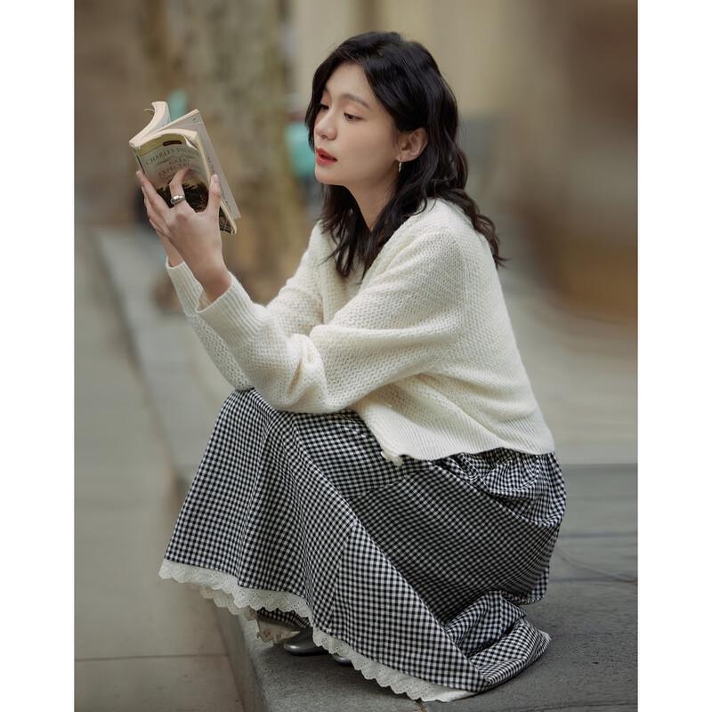 Demana Юбка А-силуэта длинная в клетку из хлопка Fresh Cloud L