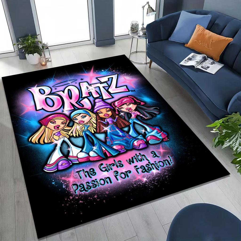 Fashion Girls Bratz Doll Cartoon Art Rug for Bedroom Living Room Sofa Home Doormat Decor,Large Kids Play Non-slip Floor Mat Gift
