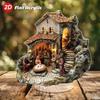 8in 2D Acrylic Display Stand Elk Sled With Santa Claus Christmas Decorations Multi-Functional Home Desk Decoration Photo Prop