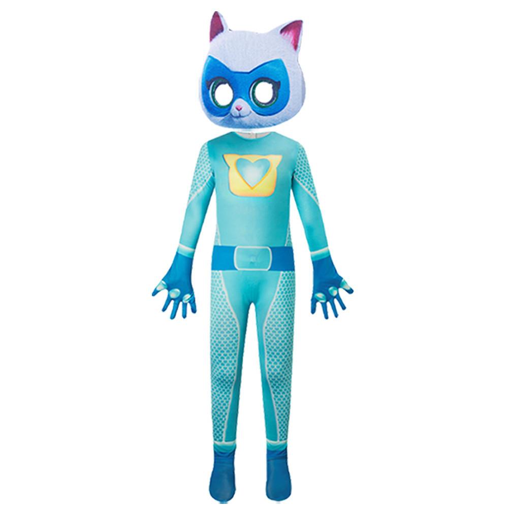 Cosplay Super Kitties Costumes Anime Jumpsuit Headwear Set Performance Stage