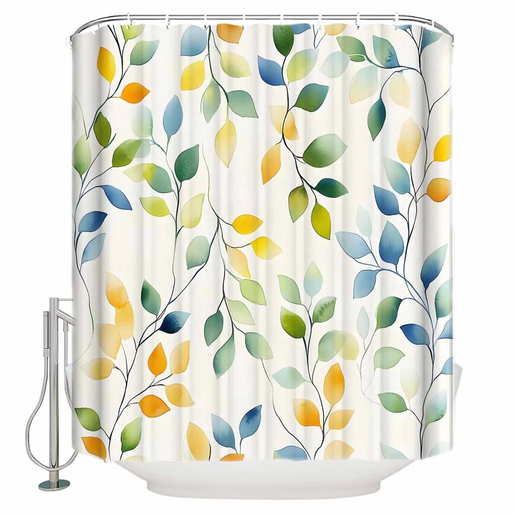 Eucalyptus Leaf Branch Shower Curtains Waterproof Bath Curtains Home Decor Modern Luxury Bathroom Curtain