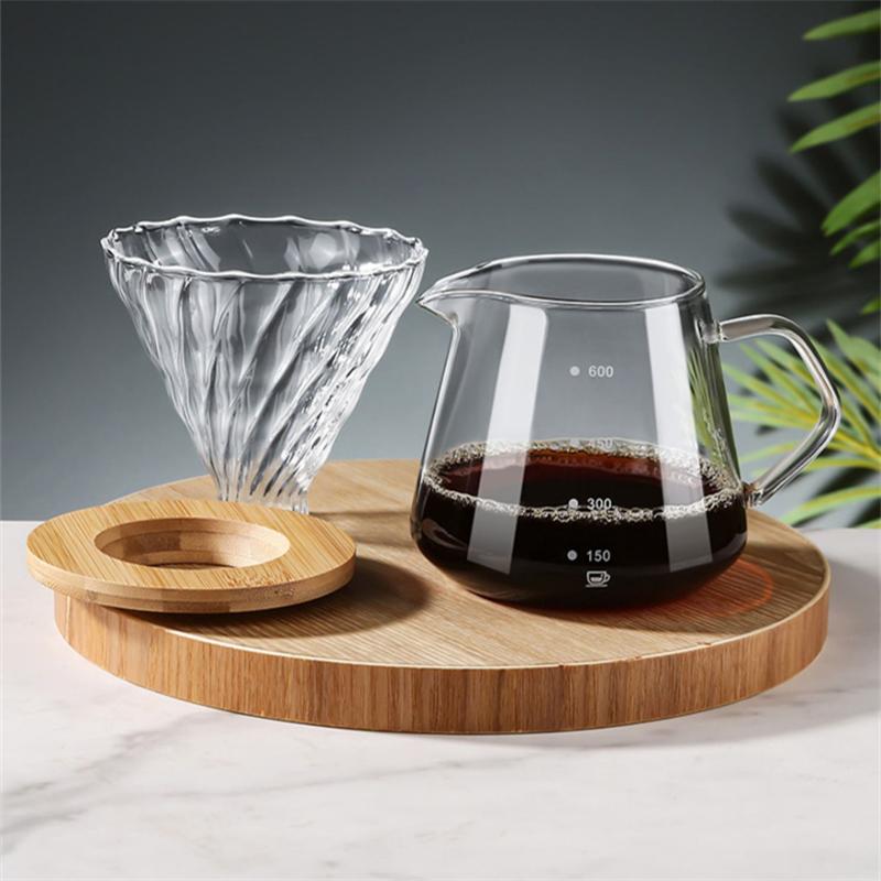 1pcs 300ml/600ml Pour Over Coffee Maker Set Glass Carafe Coffee with Glass Coffee Filter Drip Coffee Maker Set For Home Shop Bar