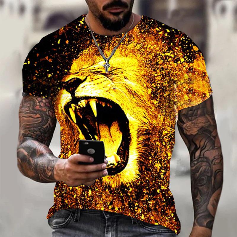 Fashion Men And Women TShirts 3D animal world Luxury Tiger Lion Printed T-shirts Hip-Hop Round Neck Short Sleeve Street Clothes
