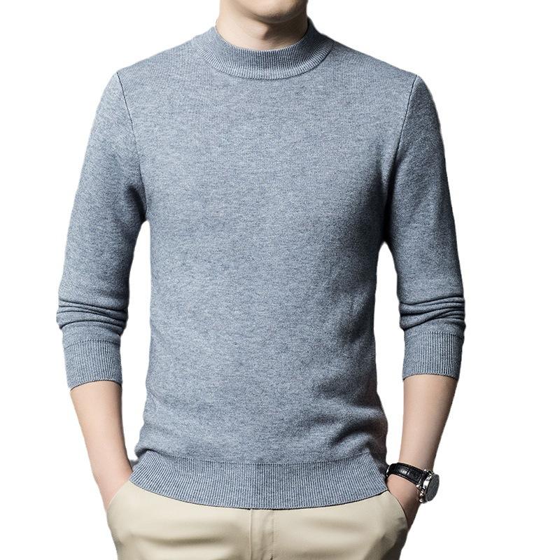 Men Knitted Sweater Warm Cashmere Pullovers Harajuku Half Turtleneck Man Slim Jumper Casual Sweaters Male Knitwear