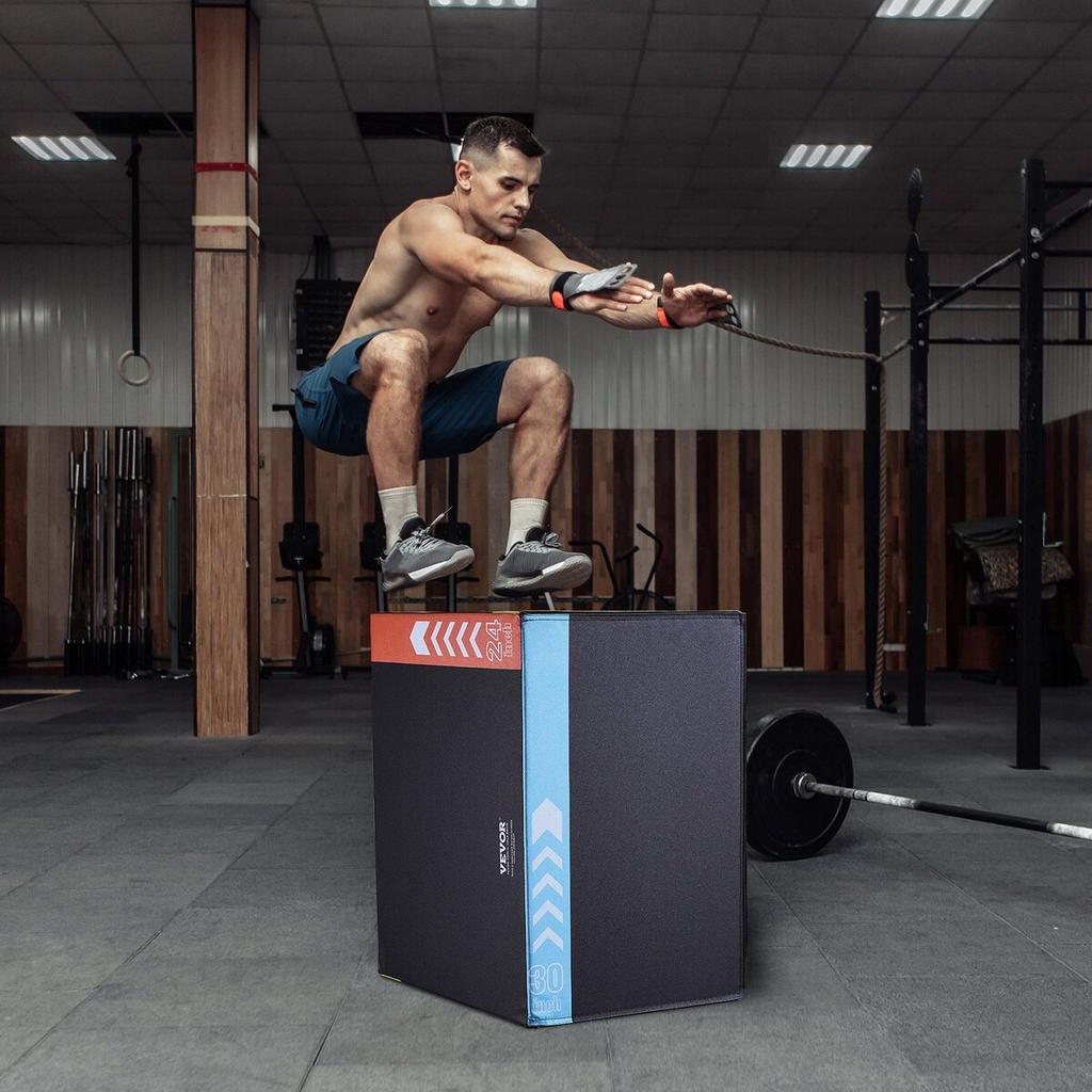3 in 1 Plyometric Jump Box, 30/24/20 Inch Cotton Plyo Box, Platform & Jumping Agility Box, Anti-Slip Fitness Exercise Step Up Box for Home Gym