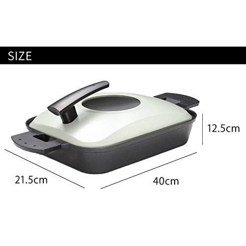 Oaks Uchicook Grill Pan, Induction Compatible, Steam Grill, Metal Cover, Red, Made In Japan, UCS15RD