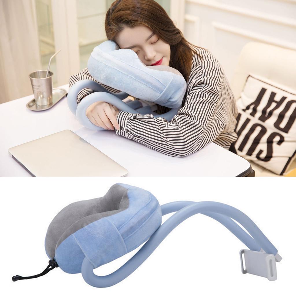 Neck Pillow Phone Holder U Shaped Pillow with Lazy Phone Bracket for Travel Office Light Blue Free Size