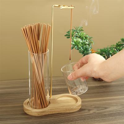 Porte-bougie à encens 2-en-1 Brûleur d'encens anti-cendres volantes Assiette à cendres en verre détachable Rangement pour bougies à encens