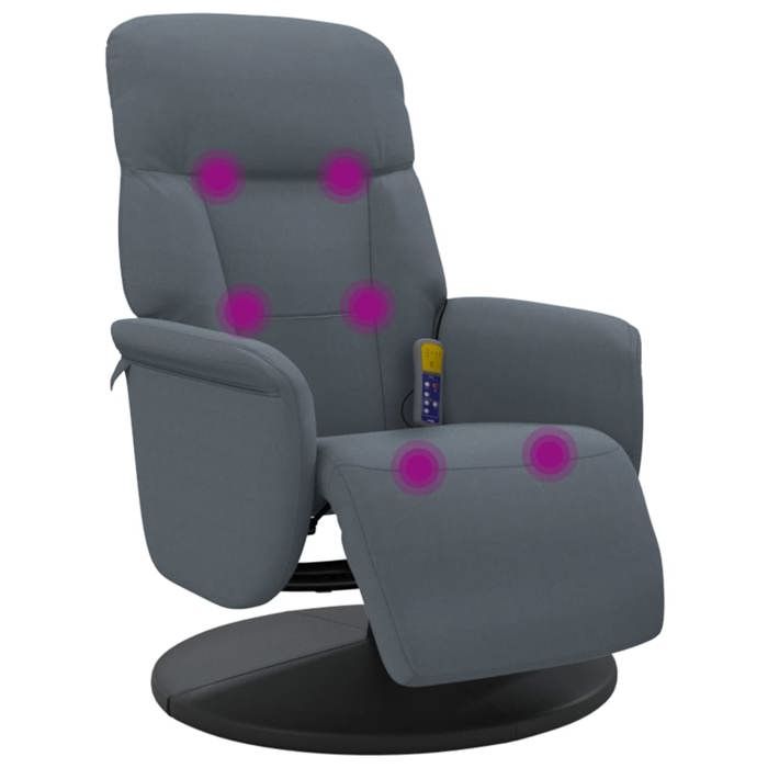 VidaXL Fauteuil inclinable de massage repose-pied gris foncé velours 356694