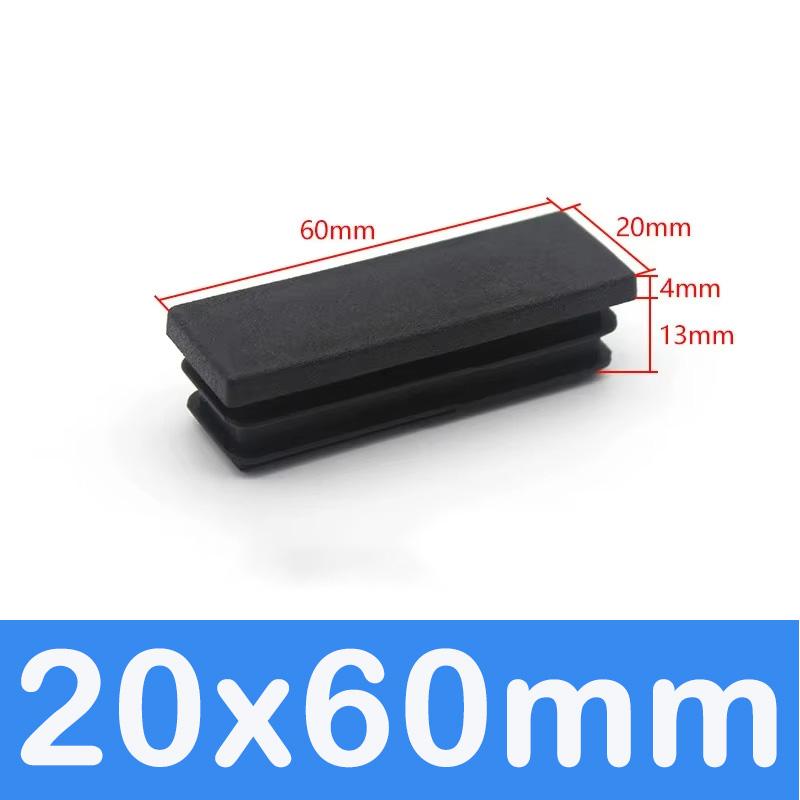 Rechthoekige Buis Dop Inzetstukken Zwart Plastic Afsluitdoppen 10x15mm-60x100mm Meubels Tafels Stoelen Voetdoppen