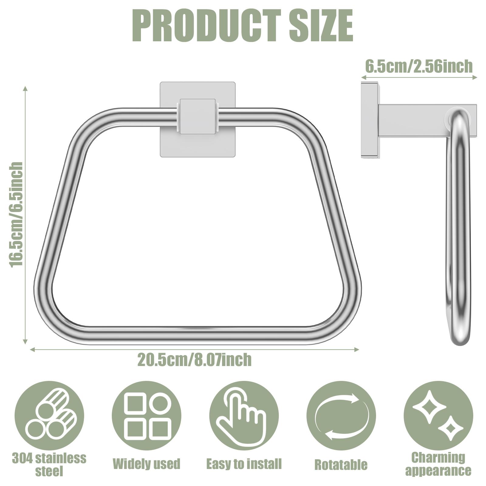 

Stainless Steel Towel Holder Wall Mounted Square Towel Holder Toilet Paper Holder Dispenser Towel Ring with Screw for Bathroom