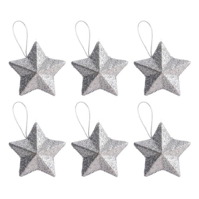 

6Pcs/set of Glitter Star Ornaments Christmas Tree Hanging Pendant 2025 Christmas Decorations for Home Navidad New Year Party DIY 6Pcs серебряный